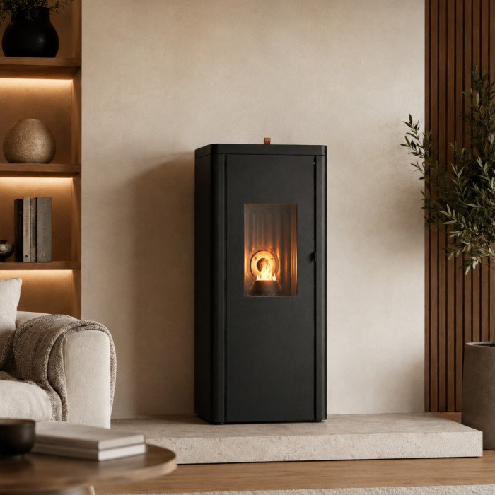 Estufa de pellet FOCO Forgya 8 de 8,3 kW nominales con instalación incluida