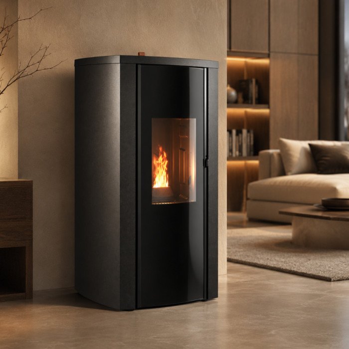 Estufa de pellet FOCO Forgya Coax Magic 8 de 8,3 kW nominales con instalación incluida