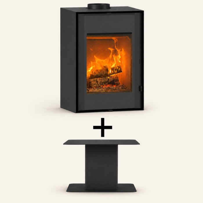 Estufa de leña FOCO Modula Design de 8,5 kW nominales con columna e instalación incluida