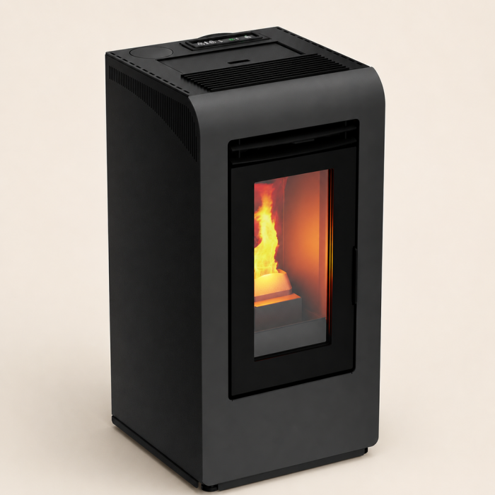 Estufa de pellet FOCO Cayenne de 6,3 a 14,6 kW nominales con instalación incluida
